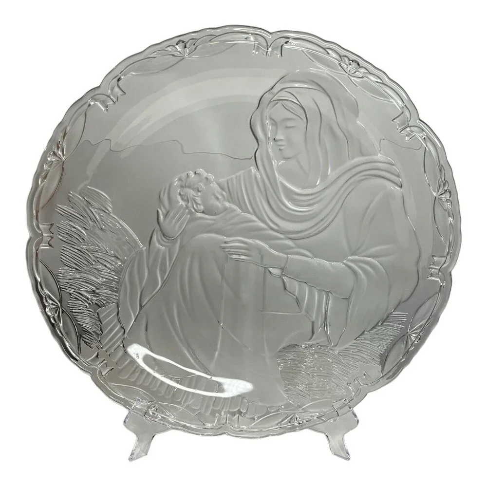 Mikasa Madonna & Child Frosted Display‎ Serving Platter Christmas Religious READ